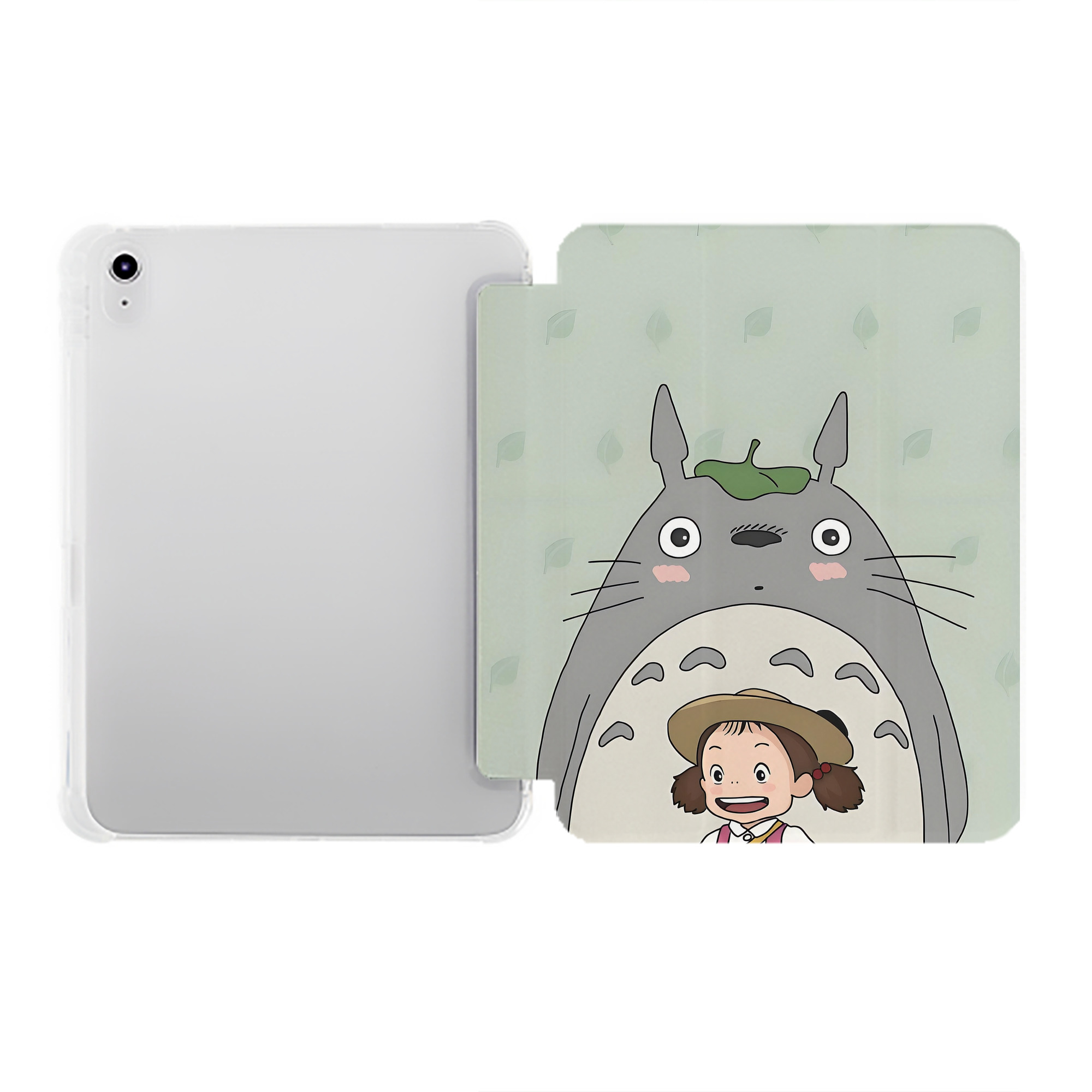 （画像用） となりのトトロ 草壁メイ 草壁サツキ My Neighbor Totoro Satsuki Kusakabe Mei Kusakabe IPad ケース ペン収納付き 三つ折りスタンド PUレザー×シリコン 対応機種9.5/10.5/10.9インチ